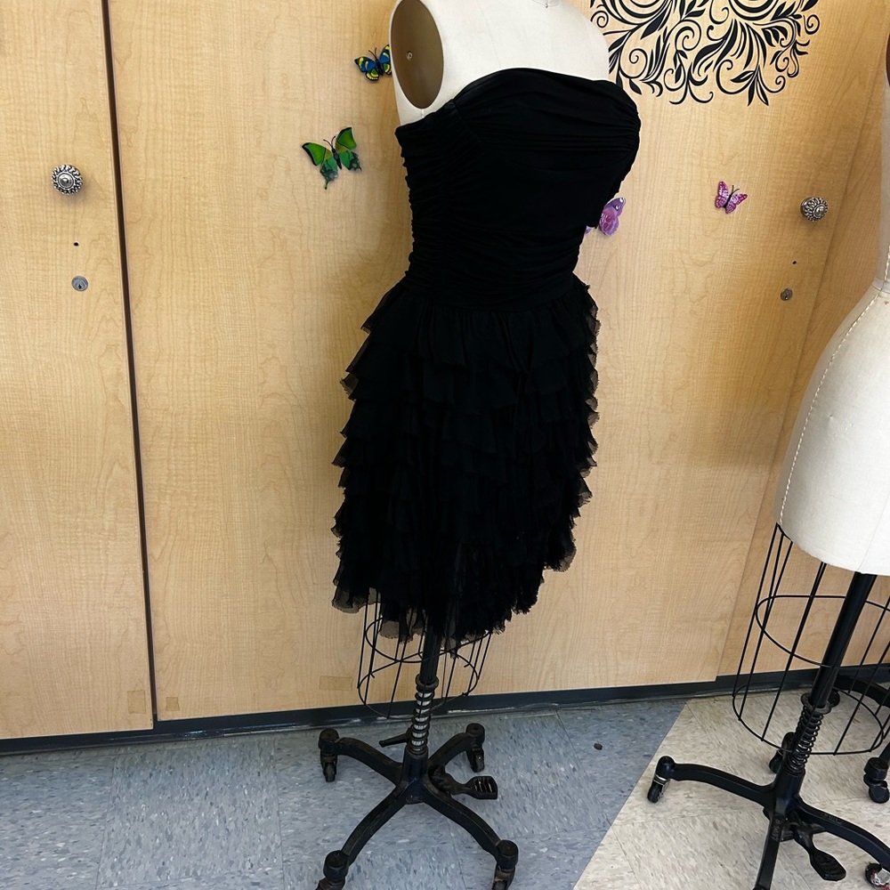 BCBGMaxAzria Black Strapless Layered Dress